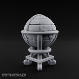 Continent-Etched Meridian-Banded Scholar's Cartography Globe Miniature for Dungeons and Dragons, Pathfinder or other TTRPGs