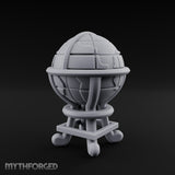 Continent-Etched Meridian-Banded Scholar's Cartography Globe Miniature for Dungeons and Dragons, Pathfinder or other TTRPGs