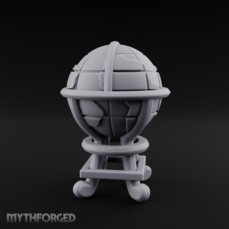 Continent-Etched Meridian-Banded Scholar's Cartography Globe Miniature for Dungeons and Dragons, Pathfinder or other TTRPGs