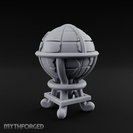 Continent-Etched Meridian-Banded Scholar's Cartography Globe Miniature for Dungeons and Dragons, Pathfinder or other TTRPGs