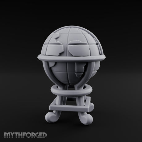 Continent-Etched Meridian-Banded Scholar's Cartography Globe Miniature for Dungeons and Dragons, Pathfinder or other TTRPGs