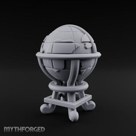 Continent-Etched Meridian-Banded Scholar's Cartography Globe Miniature for Dungeons and Dragons, Pathfinder or other TTRPGs
