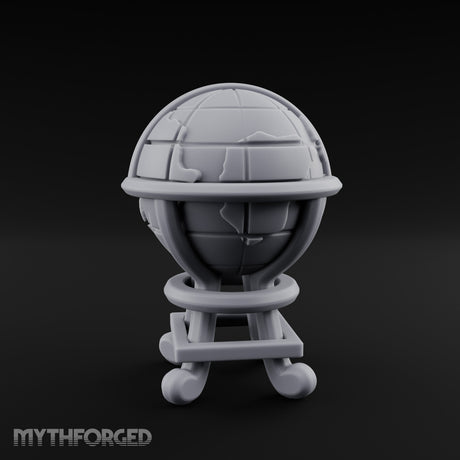 Continent-Etched Meridian-Banded Scholar's Cartography Globe Miniature for Dungeons and Dragons, Pathfinder or other TTRPGs