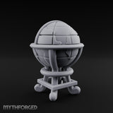 Continent-Etched Meridian-Banded Scholar's Cartography Globe Miniature for Dungeons and Dragons, Pathfinder or other TTRPGs