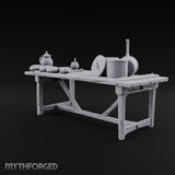 Supper Served Long Before Seating Wooden Kitchen Table