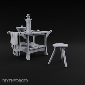 Pull Up a Stool Wooden Kitchen Table with Stool