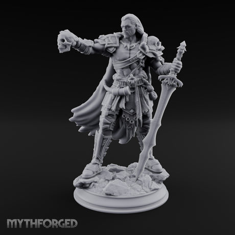 Skull Taunting Human Barbarian Miniature for Dungeons and Dragons, Pathfinder or other TTRPGs