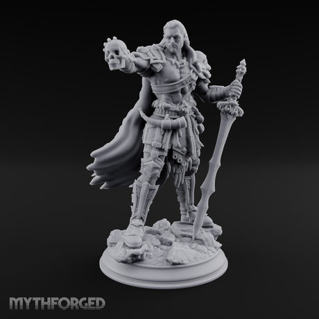 Skull Taunting Human Barbarian Miniature for Dungeons and Dragons, Pathfinder or other TTRPGs