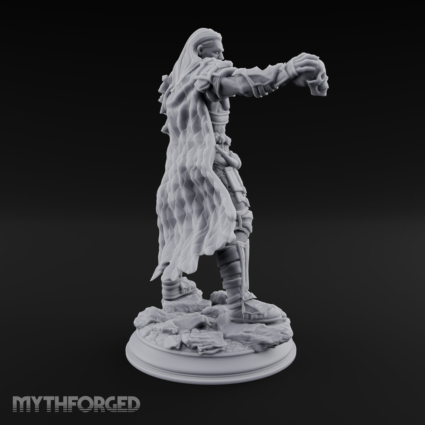 Skull Taunting Human Barbarian Miniature for Dungeons and Dragons, Pathfinder or other TTRPGs