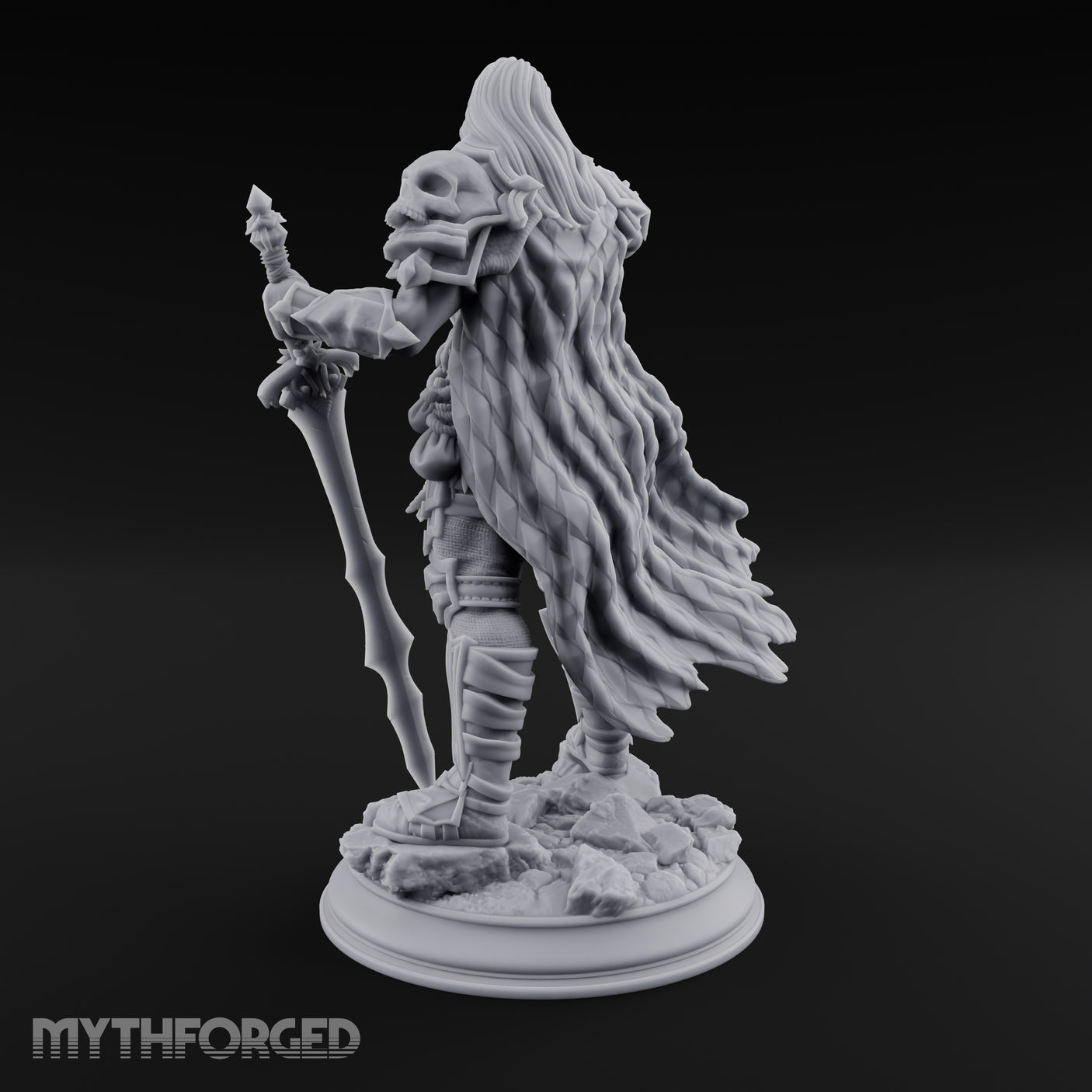 Skull Taunting Human Barbarian Miniature for Dungeons and Dragons, Pathfinder or other TTRPGs
