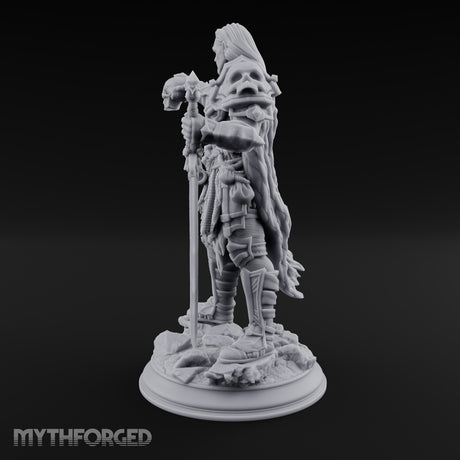 Skull Taunting Human Barbarian Miniature for Dungeons and Dragons, Pathfinder or other TTRPGs