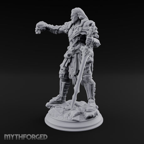 Skull Taunting Human Barbarian Miniature for Dungeons and Dragons, Pathfinder or other TTRPGs