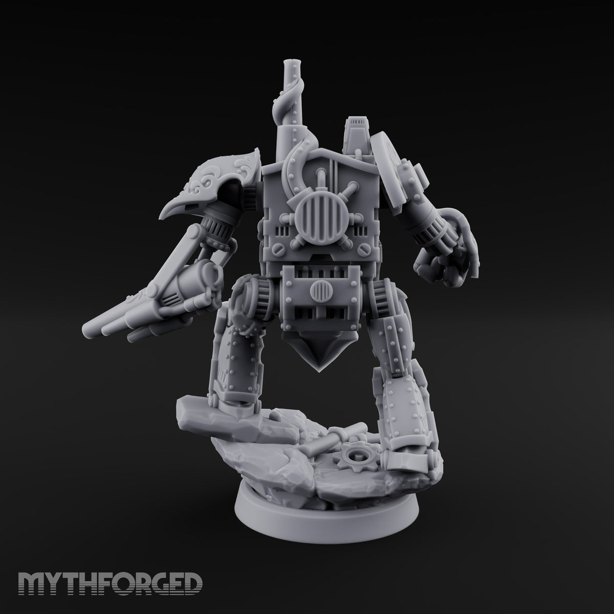 Short on Height, Long on Steel Gnome Tinker Piloting Steam-Powered Mech Suit with Twin-Barrel Cannon