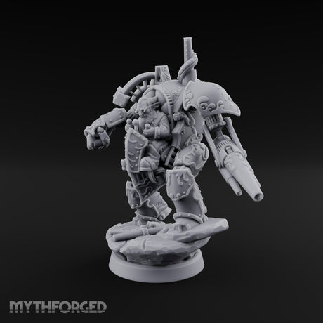 Short on Height, Long on Steel Gnome Tinker Piloting Steam-Powered Mech Suit with Twin-Barrel Cannon