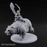 Saber Slashing Hussar Bear Rider Miniature for Dungeons and Dragons, Pathfinder or other TTRPGs