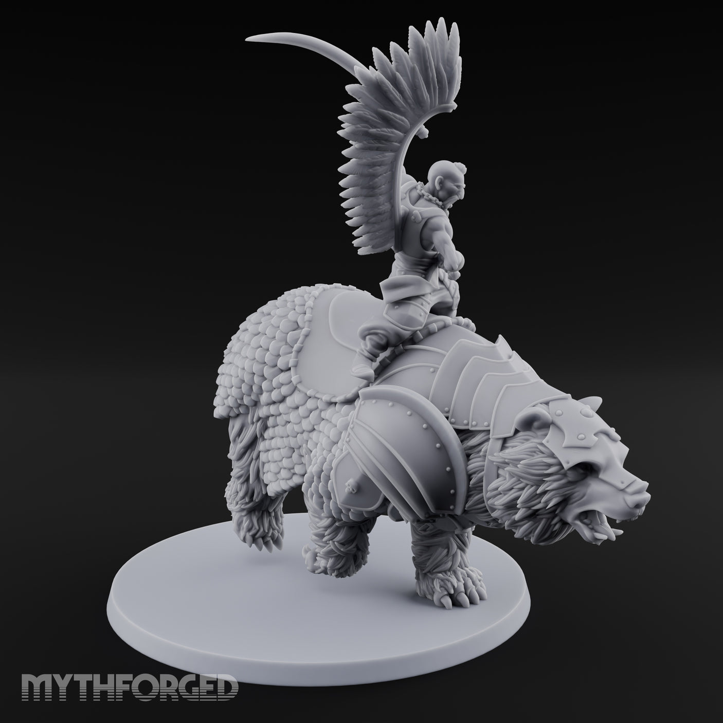 Saber Slashing Hussar Bear Rider Miniature for Dungeons and Dragons, Pathfinder or other TTRPGs