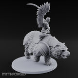 Saber Slashing Hussar Bear Rider Miniature for Dungeons and Dragons, Pathfinder or other TTRPGs