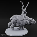 Saber Slashing Hussar Bear Rider Miniature for Dungeons and Dragons, Pathfinder or other TTRPGs