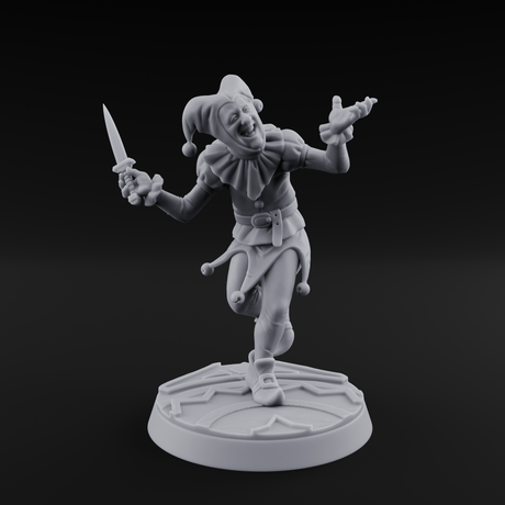 Cackling And Prancing Human Jester Miniature for Dungeons and Dragons, Pathfinder or other TTRPGs