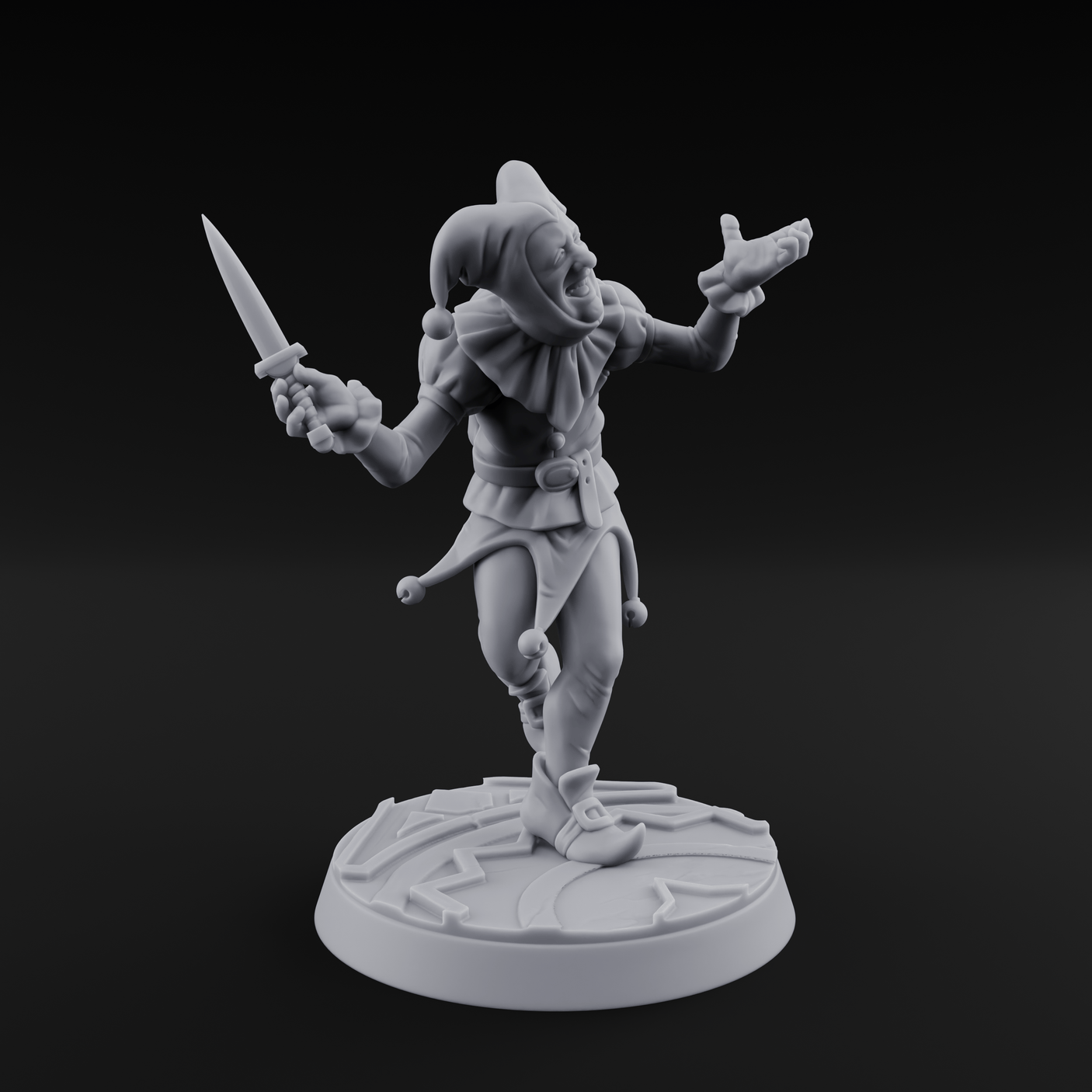 Cackling And Prancing Human Jester Miniature for Dungeons and Dragons, Pathfinder or other TTRPGs