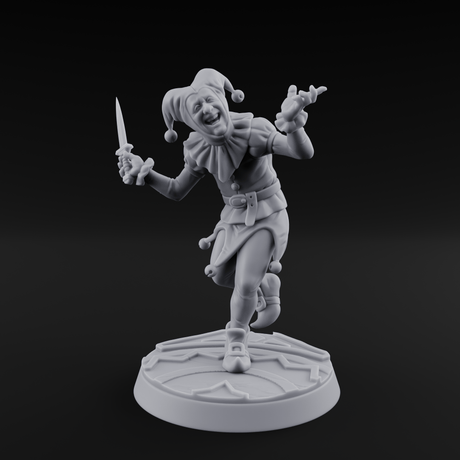 Cackling And Prancing Human Jester Miniature for Dungeons and Dragons, Pathfinder or other TTRPGs