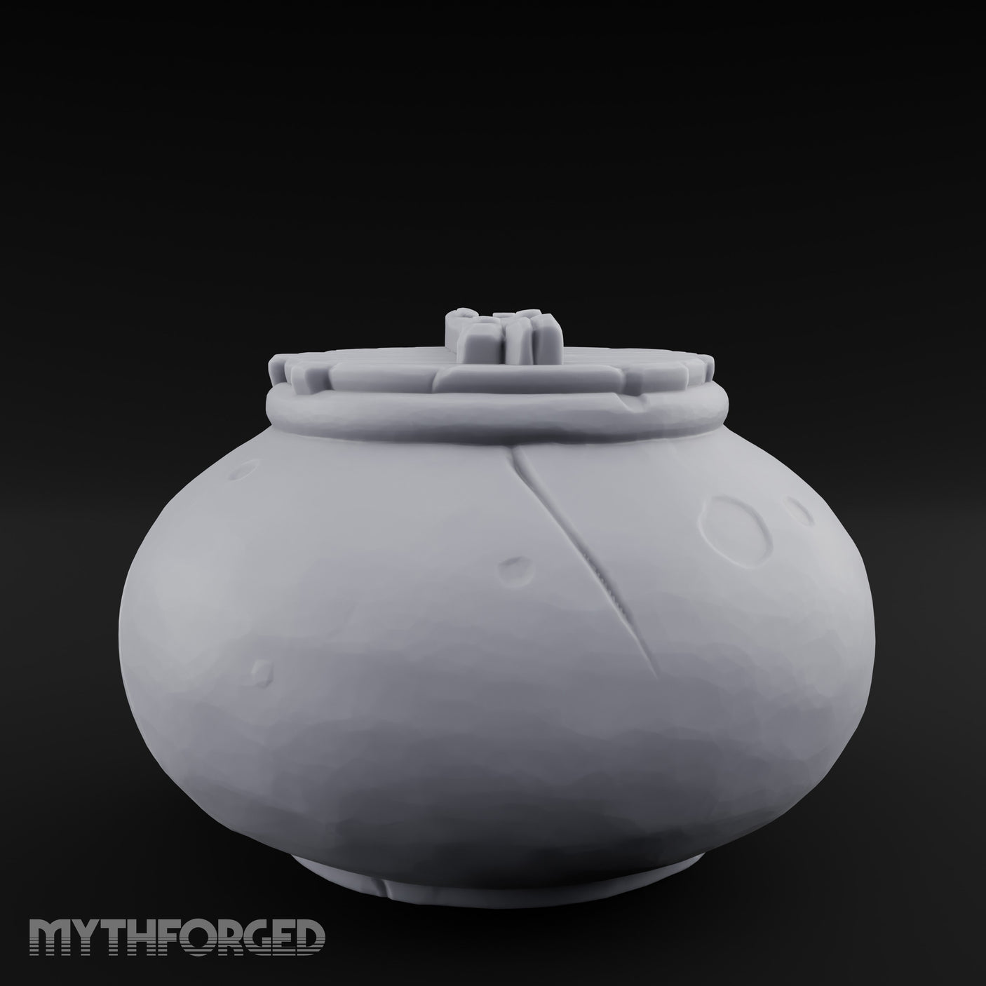 Crack-Lined Clasp-Lidded Bulbous Storage Vase Miniature for Dungeons and Dragons, Pathfinder or other TTRPGs