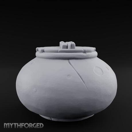Crack-Lined Clasp-Lidded Bulbous Storage Vase Miniature for Dungeons and Dragons, Pathfinder or other TTRPGs