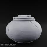 Crack-Lined Clasp-Lidded Bulbous Storage Vase Miniature for Dungeons and Dragons, Pathfinder or other TTRPGs