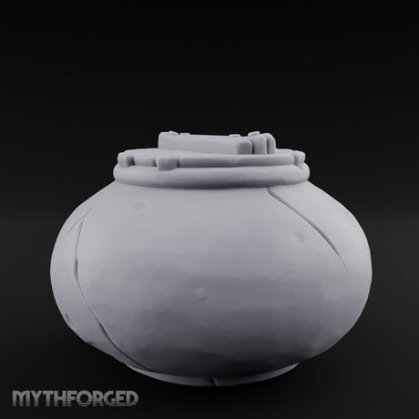 Crack-Lined Clasp-Lidded Bulbous Storage Vase Miniature for Dungeons and Dragons, Pathfinder or other TTRPGs
