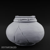 Crack-Lined Clasp-Lidded Bulbous Storage Vase Miniature for Dungeons and Dragons, Pathfinder or other TTRPGs
