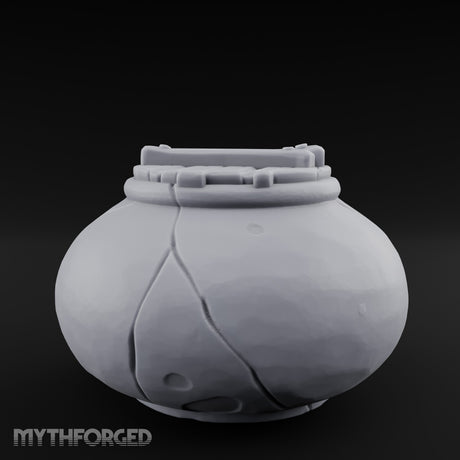 Crack-Lined Clasp-Lidded Bulbous Storage Vase Miniature for Dungeons and Dragons, Pathfinder or other TTRPGs