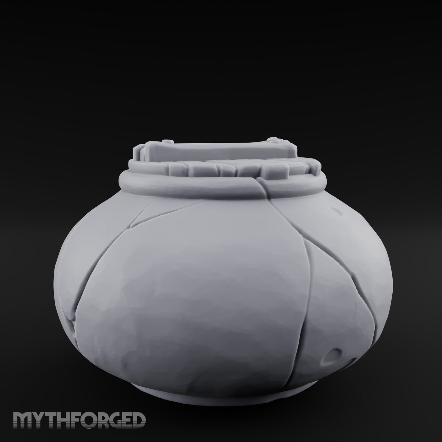 Crack-Lined Clasp-Lidded Bulbous Storage Vase Miniature for Dungeons and Dragons, Pathfinder or other TTRPGs