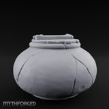 Crack-Lined Clasp-Lidded Bulbous Storage Vase Miniature for Dungeons and Dragons, Pathfinder or other TTRPGs