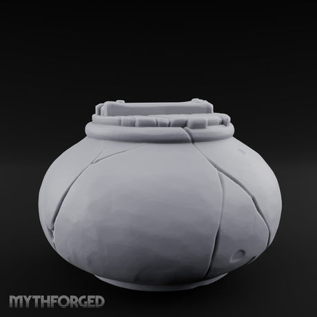 Crack-Lined Clasp-Lidded Bulbous Storage Vase Miniature for Dungeons and Dragons, Pathfinder or other TTRPGs