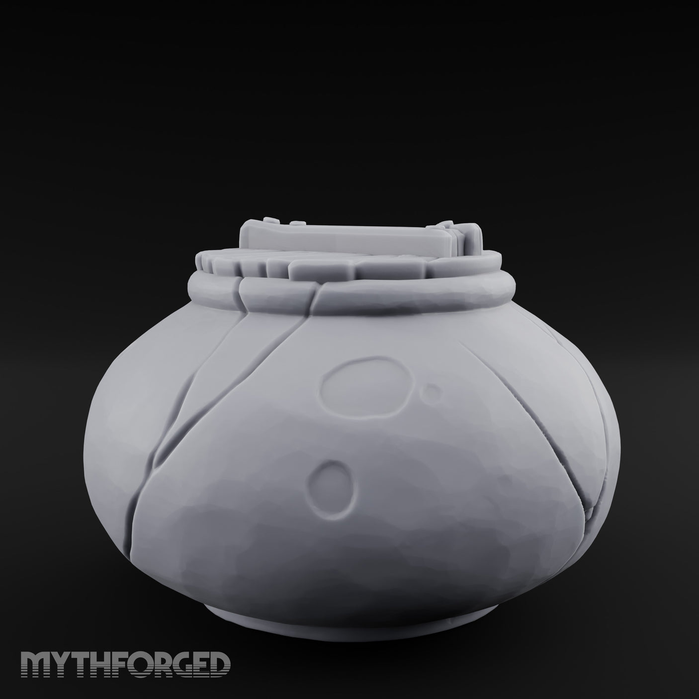Crack-Lined Clasp-Lidded Bulbous Storage Vase Miniature for Dungeons and Dragons, Pathfinder or other TTRPGs
