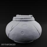 Crack-Lined Clasp-Lidded Bulbous Storage Vase Miniature for Dungeons and Dragons, Pathfinder or other TTRPGs