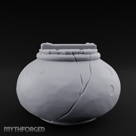 Crack-Lined Clasp-Lidded Bulbous Storage Vase Miniature for Dungeons and Dragons, Pathfinder or other TTRPGs