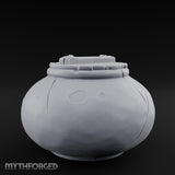 Crack-Lined Clasp-Lidded Bulbous Storage Vase Miniature for Dungeons and Dragons, Pathfinder or other TTRPGs