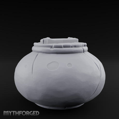 Crack-Lined Clasp-Lidded Bulbous Storage Vase Miniature for Dungeons and Dragons, Pathfinder or other TTRPGs