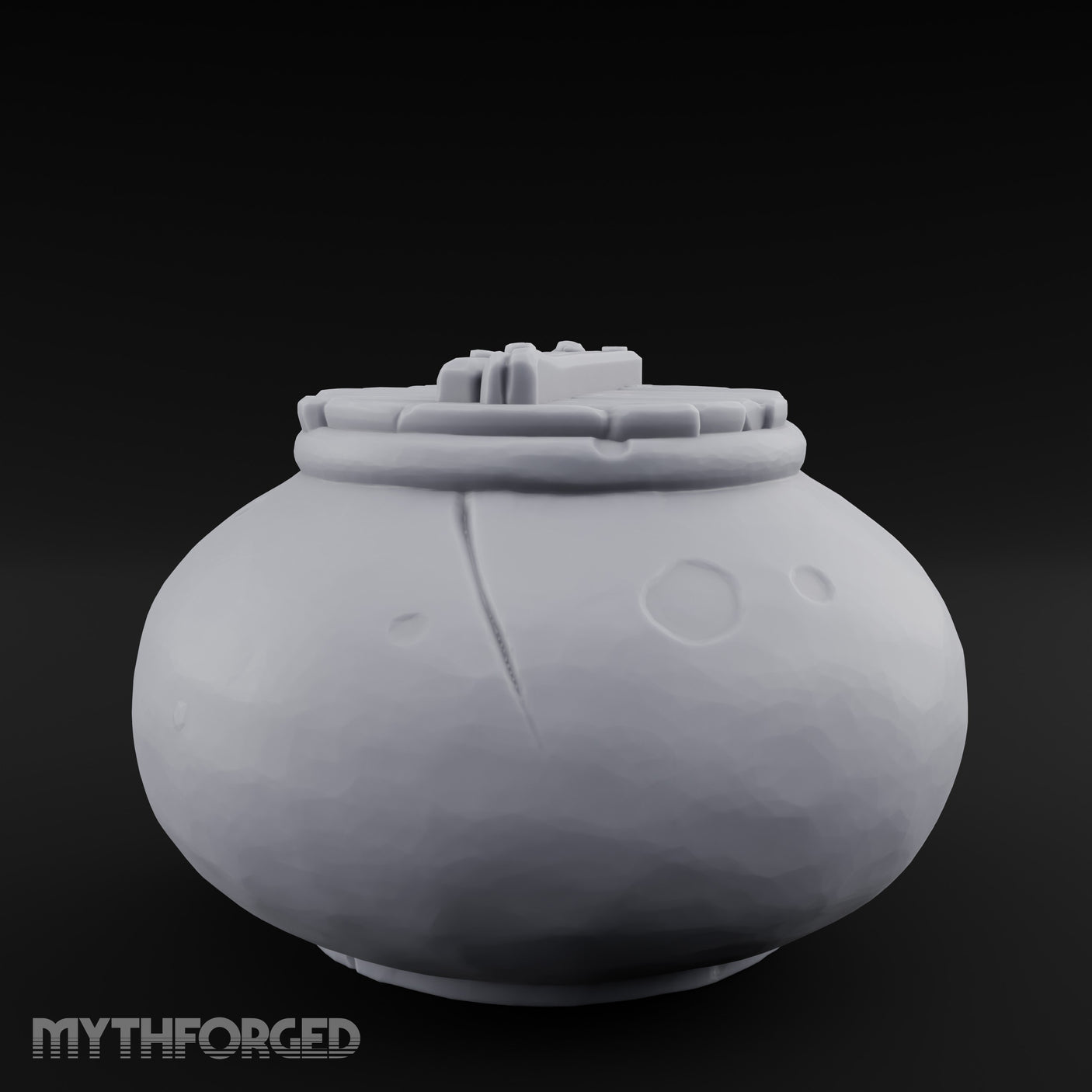 Crack-Lined Clasp-Lidded Bulbous Storage Vase Miniature for Dungeons and Dragons, Pathfinder or other TTRPGs