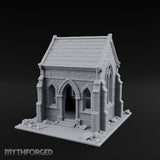 Cracked-Wall Slate-Roofed Gothic Stone Chapel Miniature for Dungeons and Dragons, Pathfinder or other TTRPGs