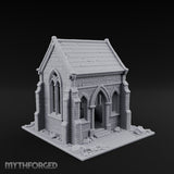Cracked-Wall Slate-Roofed Gothic Stone Chapel Miniature for Dungeons and Dragons, Pathfinder or other TTRPGs