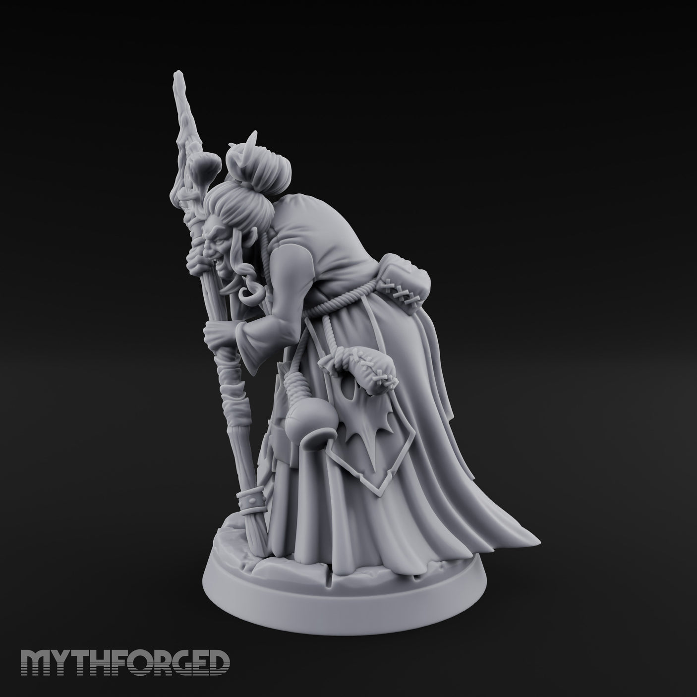 Crooked Staff Clutching Demon Hag Miniature for Dungeons and Dragons, Pathfinder or other TTRPGs