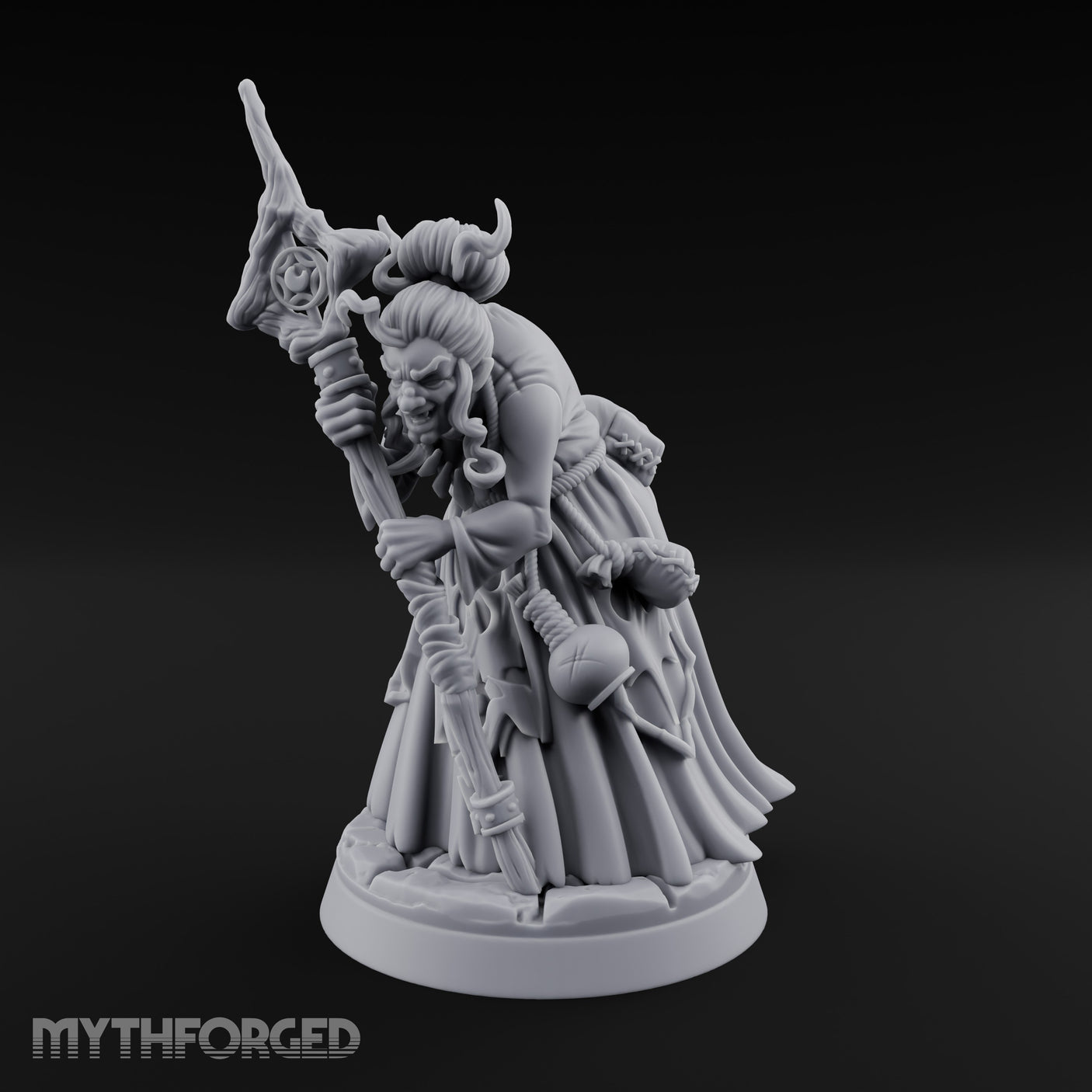 Crooked Staff Clutching Demon Hag Miniature for Dungeons and Dragons, Pathfinder or other TTRPGs