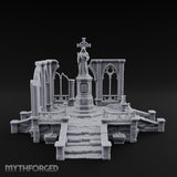 Cross-Bearing Gothic-Framed Cleric Monument Plaza Miniature for Dungeons and Dragons, Pathfinder or other TTRPGs