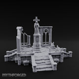 Cross-Bearing Gothic-Framed Cleric Monument Plaza Miniature for Dungeons and Dragons, Pathfinder or other TTRPGs