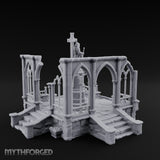 Cross-Bearing Gothic-Framed Cleric Monument Plaza Miniature for Dungeons and Dragons, Pathfinder or other TTRPGs