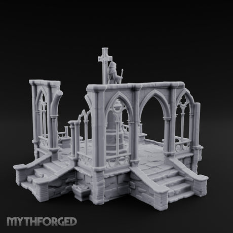 Cross-Bearing Gothic-Framed Cleric Monument Plaza Miniature for Dungeons and Dragons, Pathfinder or other TTRPGs
