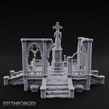 Cross-Bearing Gothic-Framed Cleric Monument Plaza Miniature for Dungeons and Dragons, Pathfinder or other TTRPGs