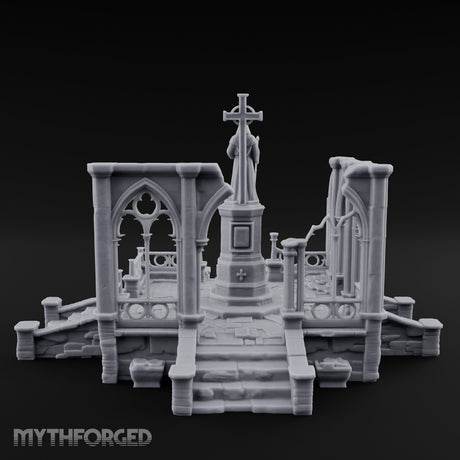 Cross-Bearing Gothic-Framed Cleric Monument Plaza Miniature for Dungeons and Dragons, Pathfinder or other TTRPGs